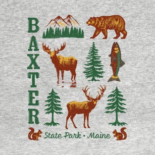 Baxter State Park Maine ME Animal Lovers Hiking Vintage Design Souvenirs T-Shirt